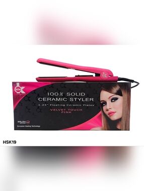 KOR HAIR STRAIGHTENER 100% SOLID CERAMIC PLATES HSK19 PINK